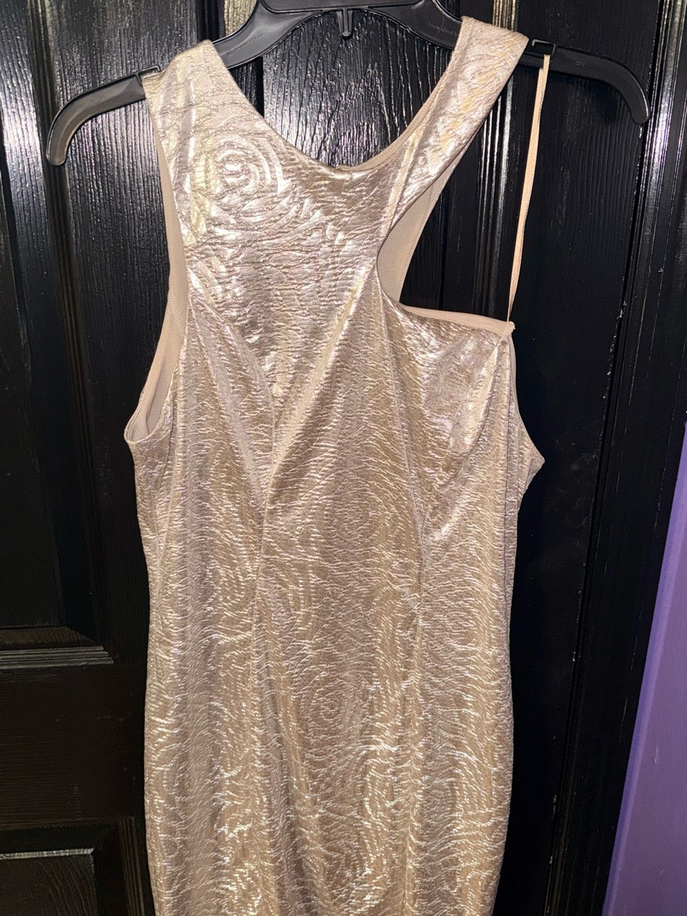 Guess One-Shoulder Metallic Taupe Dress